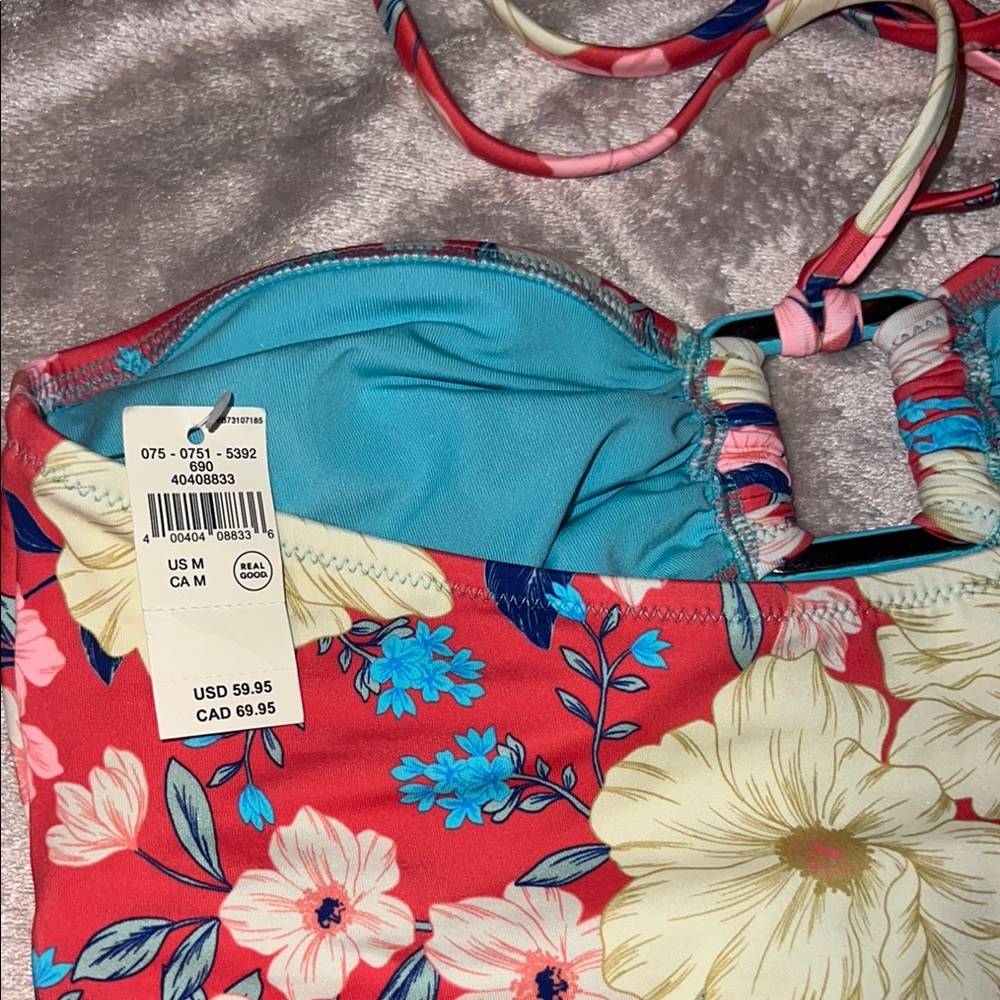 Aerie Red and Blue One Piece Swimsuit with Floral Design - NWT - Picture 4 of 6